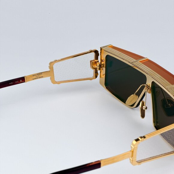 Balmain WONDER BOY-III BPS-127C-145 Men BRAND NEW Sunglasses Titanium Gold Red - Picture 10 of 12
